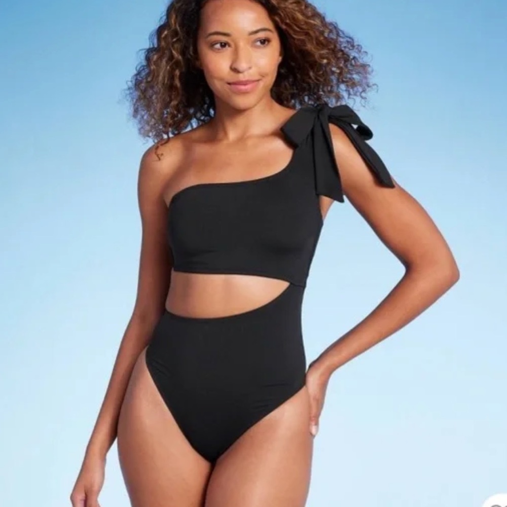 Shade & Shore - Women’s One Shoulder Bow Cut Out One Piece Swimsuit